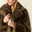 Manteau manches longues doubl&eacute; marron femme