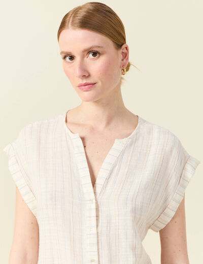 Chemise manches courtes creme femme