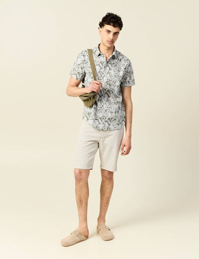 Chemise manches courtes vert kaki homme
