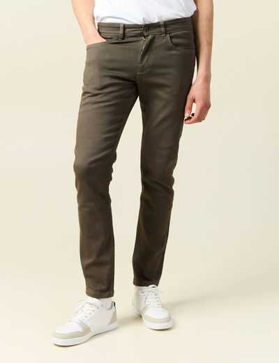 Jeans slim 5 poches vert kaki homme