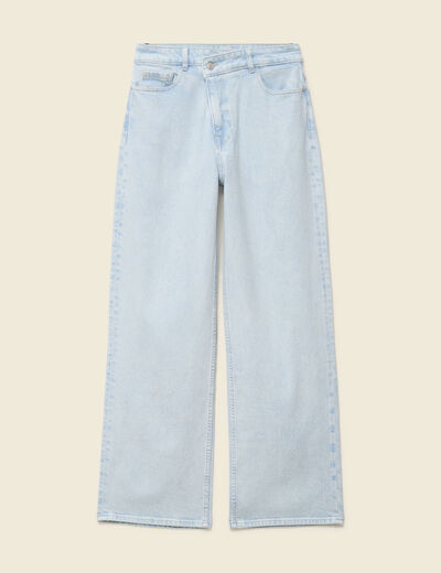 Jeans large taille haute denim snow bleu femme