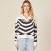 Pull col polo ecru femme