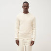 Pull col rond manches longues en coton ecru homme