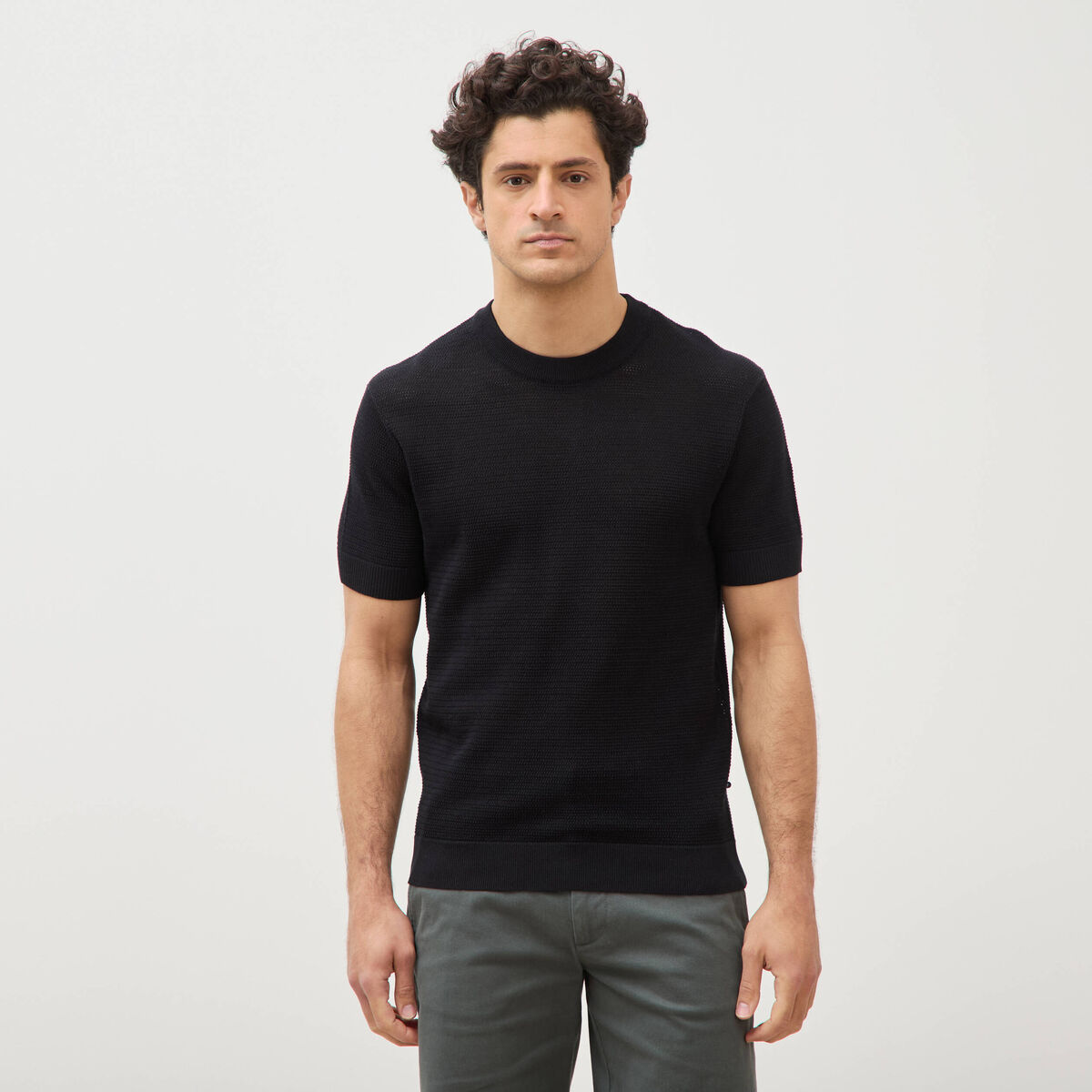T-shirt en coton manches courtes noir homme