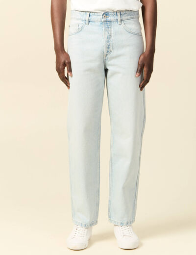 Jeans large 5 poches denim snow bleach homme
