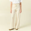 Pantalon large taille haute en maille creme femme
