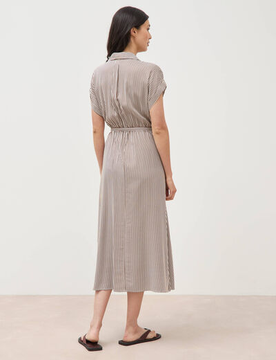 Robe longue &eacute;vas&eacute;e ceintur&eacute;e marron femme