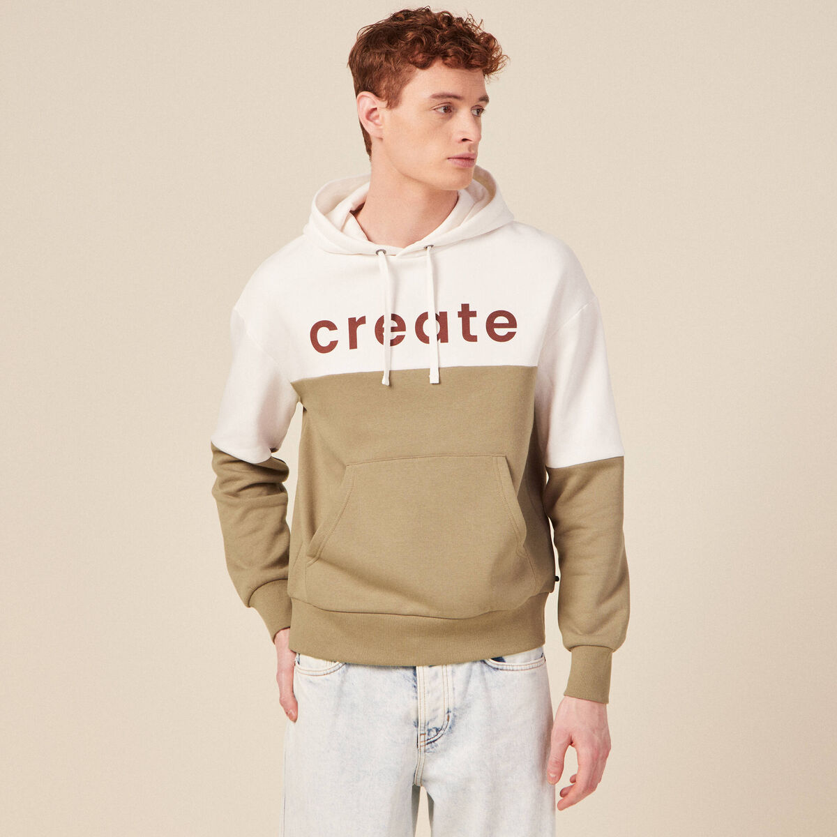 Sweat capuche éco-responsable taupe homme