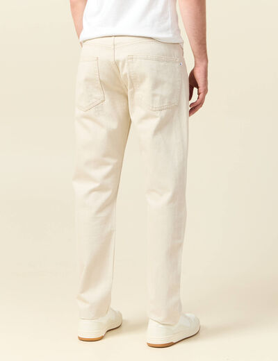 Jeans straight longueur 32 en coton ecru homme