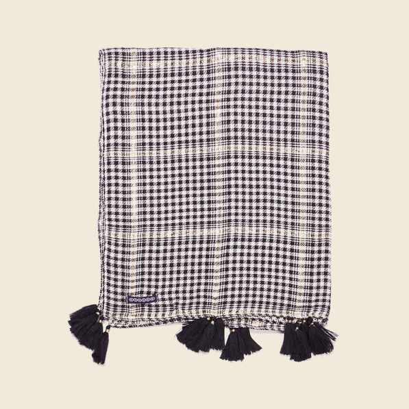 Foulard à pampilles noir femme