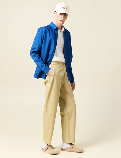 Polo manches courtes en coton ecru homme