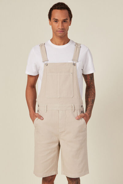 Salopette short droite beige homme