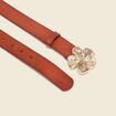 Ceinture en cuir boucle fleur marron femme