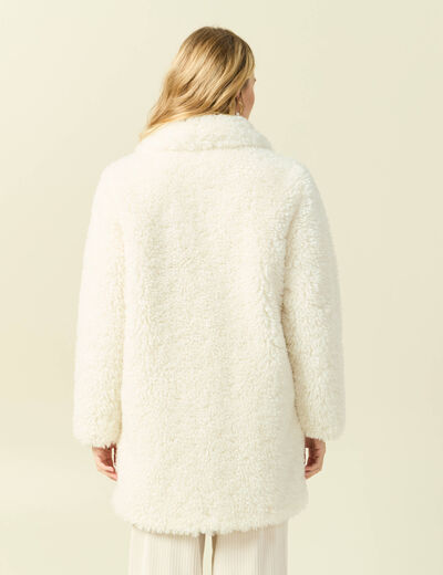 Manteau oversize long effet polaire creme femme