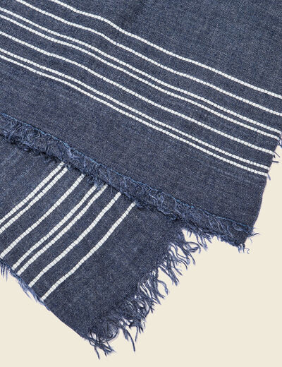 Foulard à franges bleu foncé homme