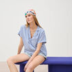 Chemise manches 3/4 bleu femme