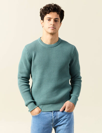 Pull éco-responsable vert foncé homme