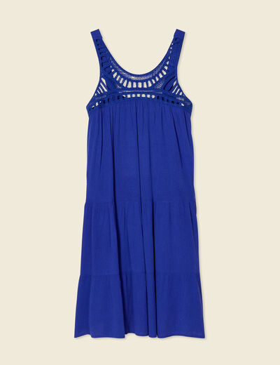 Robe évasée poitrine crochet bleu violet femme