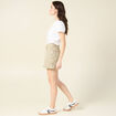 Jupe-short droite en jean vert kaki femme