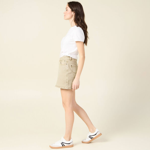 Jupe-short droite en jean vert kaki femme