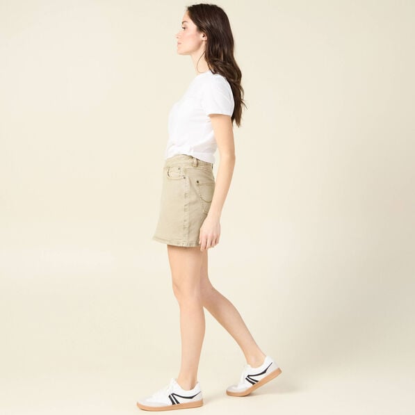 jupe short droite en jean vert kaki femme Jupe-short droite en jean vert kaki femme
