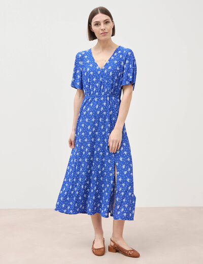 Robe longue bleu roi femme