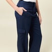 Pantalon cargo straight bleu marine femme