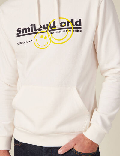 Sweat à capuche SmileyWorld ecru homme