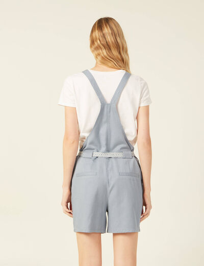 Combishort ceinturée bleu gris femme