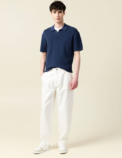 Polo cintré manches courtes bleu marine homme
