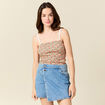 Bustier cropped à bretelles blanc femme