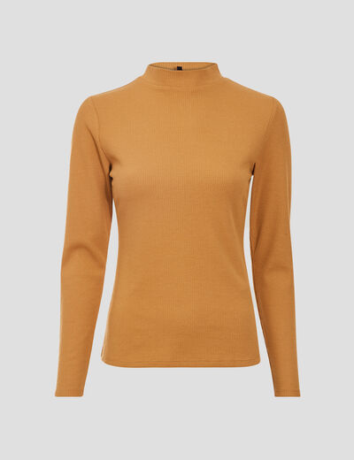 T-shirt manches longues marron femme