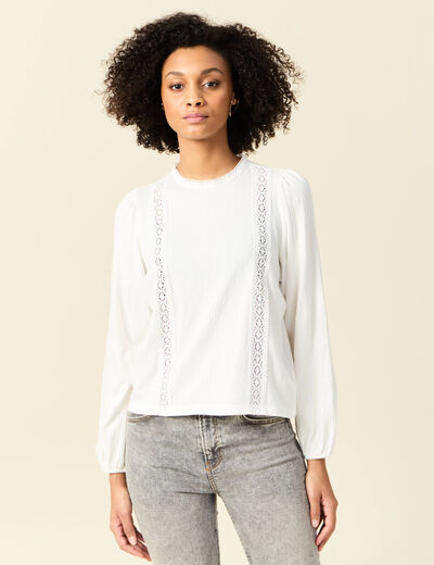 T-shirt manches longues ecru femme