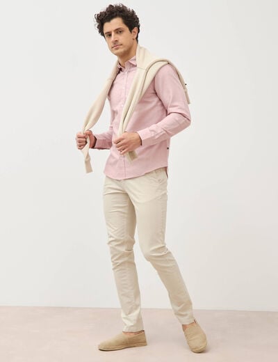 Chemise manches longues rose pastel homme