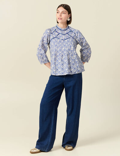 Blouse manches 3/4 blanc femme