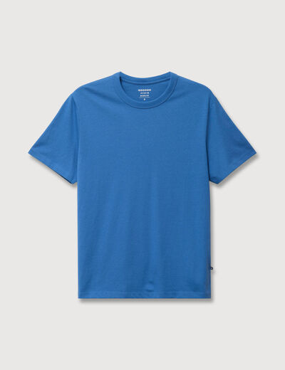 T-shirt en coton manches courtes bleu fonc&eacute; homme