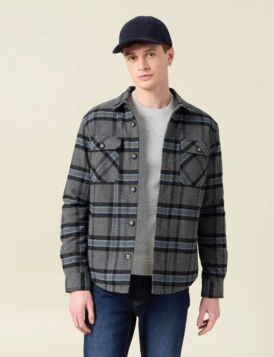 Veste surchemise droite bleu gris homme