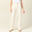 Jeans baggy ceinturé denim blanc femme