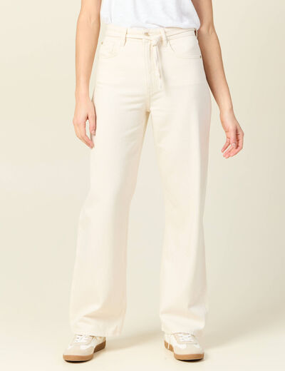 Jeans baggy ceinturé denim blanc femme