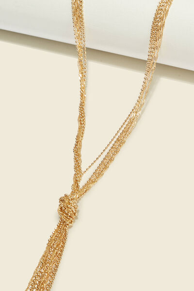 Collier à chaînes multirangs couleur or femme