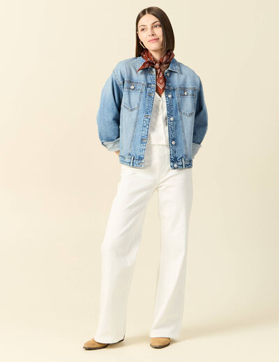 Gilet manches 3/4 blanc femme