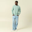 Pull manches longues col rond vert pastel homme