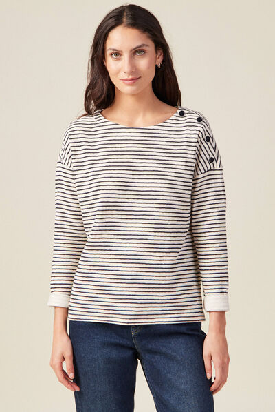T-shirt manches longues bleu foncé femme