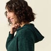 Sweat &agrave; capuche manches longues vert fonc&eacute; femme