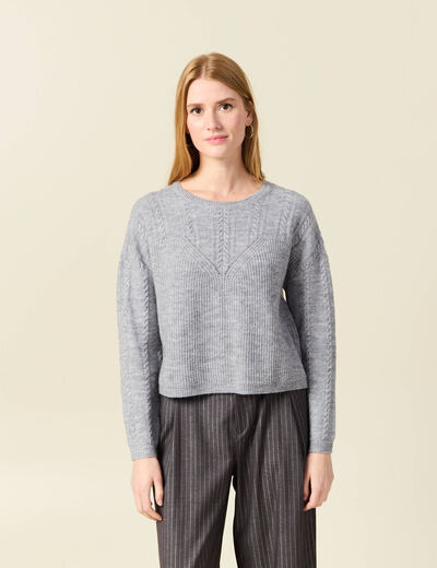 Pull manches longues gris clair femme