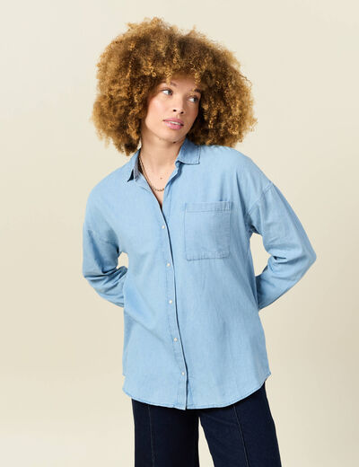 Chemise en jean denim bleach femme