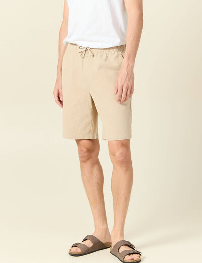 Bermuda droit à coulisse beige homme