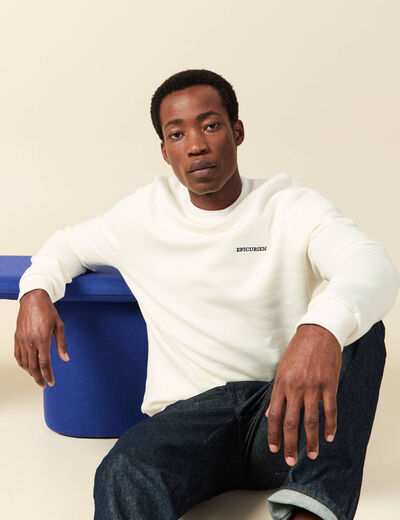 Sweat manches longues ecru homme