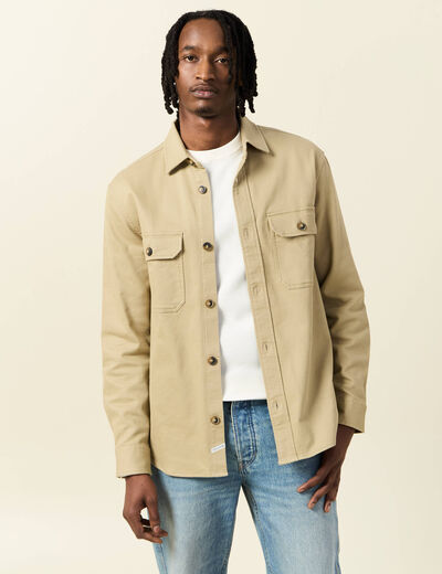 Surchemise manches longues taupe homme
