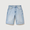 Bermuda large taille haute en coton denim bleach femme